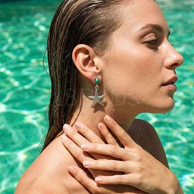 Alloy Resin Stud Dangle Earrings WG23A33-02-1