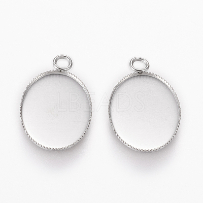 Tarnish Resistant 304 Stainless Steel Pendant Cabochon Settings X-STAS-L195-11B-1