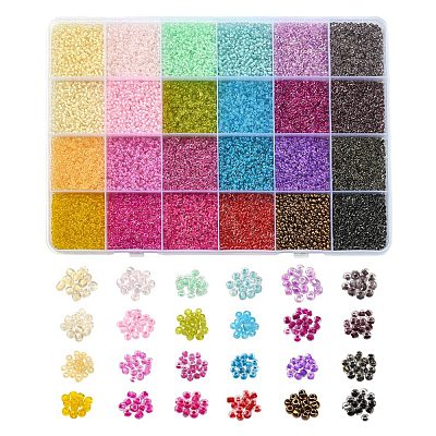 19200Pcs 24 Colors 12/0 Glass Seed Beads SEED-YW0001-87-1