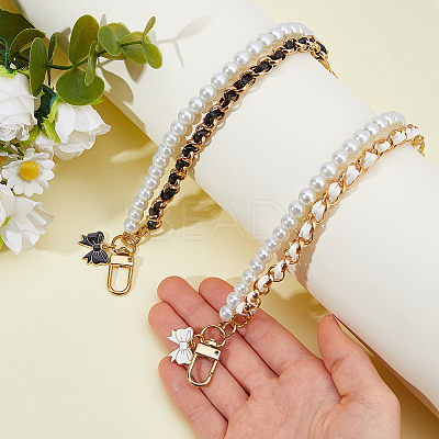 2Pcs ABS Plastic Imitation Pearl Bag Handles HJEW-HS00093-1
