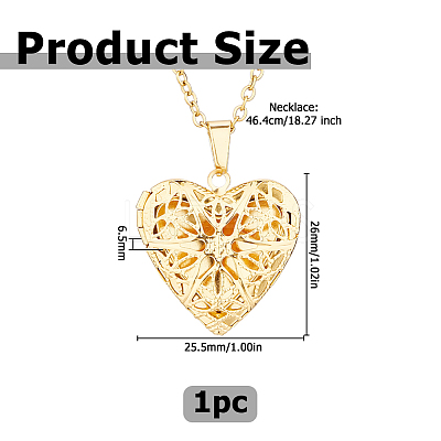 304 Stainless Steel Heart Locket Pendant Necklaces for Photo NJEW-WH0020-97C-1