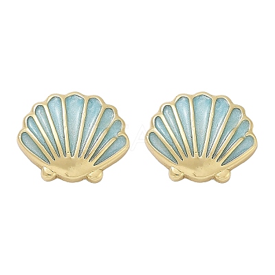 Brass Enamel Stud Earrings EJEW-R032-07G-02-1