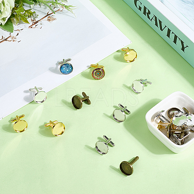 24Pcs 4 Colors Brass Cufflinks KK-SC0006-38-1
