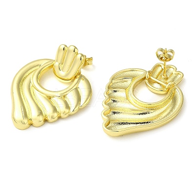 Wing Brass Dangle Stud Earrings EJEW-G373-05G-1