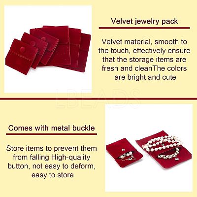 8Pcs 2 Style Square Velvet Jewelry Bags TP-FH0001-01B-1