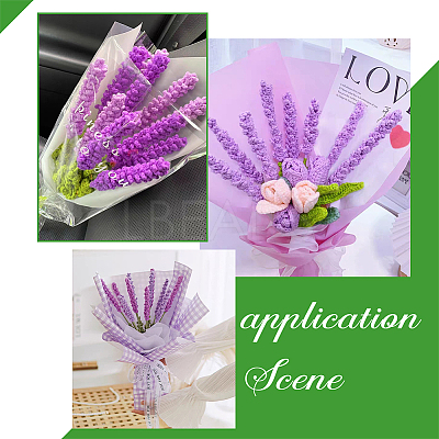 4Pcs 2 Colors Crochet Polyester Lavender Flower Ornaments AJEW-FG0002-67-1