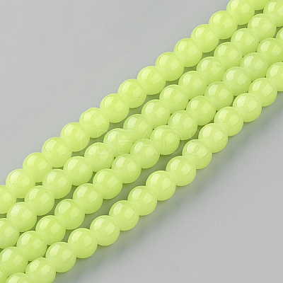 Baking Paint Imitation Jade Glass Round Bead Strands DGLA-Q021-4mm-08-1