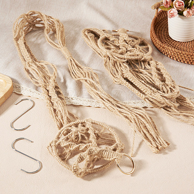 2Pcs Handmade Macrame Polyester Plant Hanger AJEW-HS0001-48-1