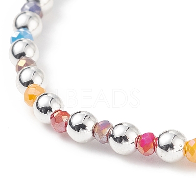 4Pcs 4 Color Glass & Synthetic Hematite Round Beaded Stretch Bracelets Set BJEW-JB08944-1