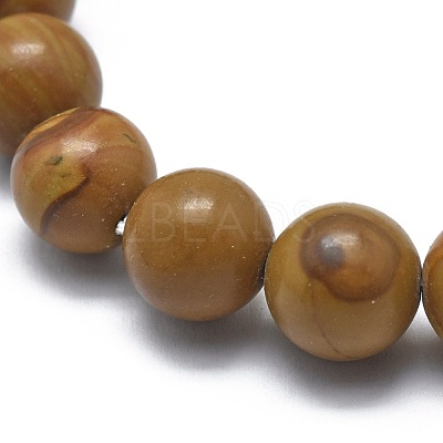 Natural Wood Lace Stone Bead Stretch Bracelets BJEW-K212-C-041-1