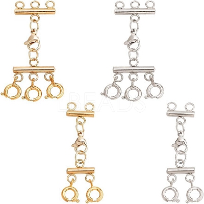 4Pcs 4 Styles Multi-Strand 304 Stainless Steel Lobster Claw Clasps FIND-AB00046-1