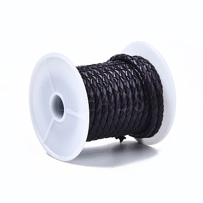 Braided Cowhide Leather Cord NWIR-N005-01G-4mm-1