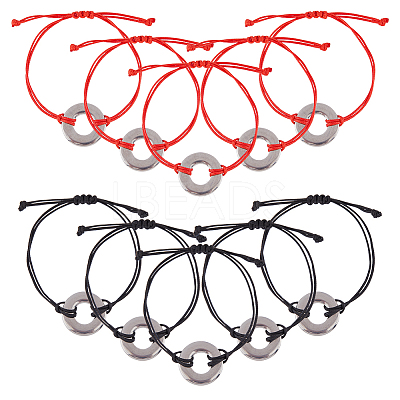 10Pcs 2 Colors Eco-Friendly Korean Waxed Polyester Braided Beaded Bracelets BJEW-DC00004-1