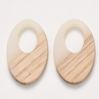 Transparent Resin & Wood Pendants RESI-S384-001A-C01-1