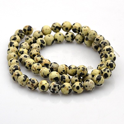 Round Natural Dalmatian Jasper Beads Strands G-N0120-23-8mm-1