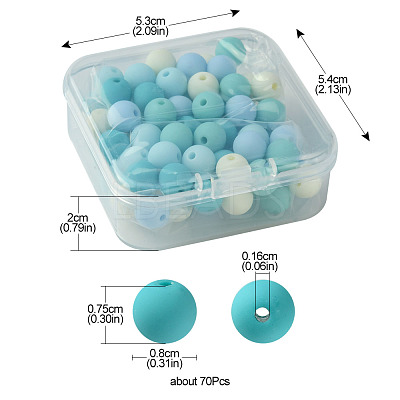 70Pcs Rubberized Style Acrylic Beads MACR-FS0001-71A-1