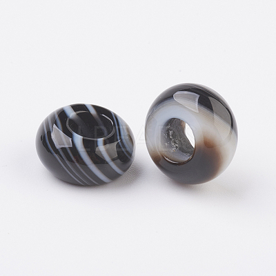 Randomly Mixed Natural Dyed & Heated Black Agate and Banded Agate European Beads X-G-G740-14x8mm-12-1
