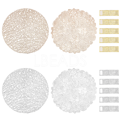 12Pcs 6 Style Flat Round PVC Washable Placemat DJEW-AR0001-02-1