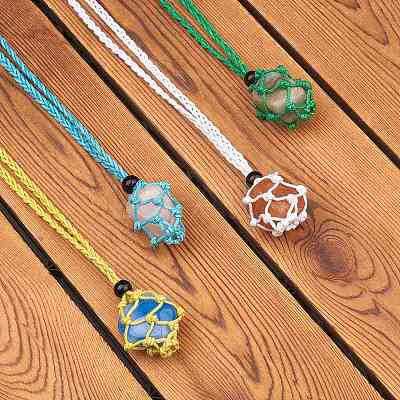 Braided Waxed Cotton Thread Cords Macrame Pouch Necklace Making AJEW-SW00021-1
