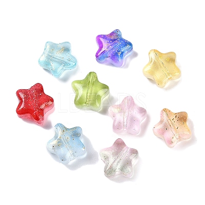 Transparent Spray Painted Frosted Glass Beads X2-GLAA-NH0003-01-1