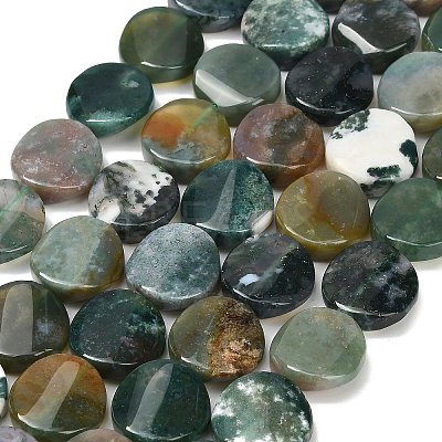 Natural Moss Agate Beads Strands G-NH0028-03-1