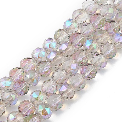 Transparent Electroplate Glass Beads Strands EGLA-F154-HR03-1