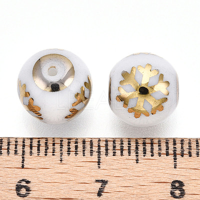 Christmas Opaque Glass Beads X-EGLA-R113-01C-1