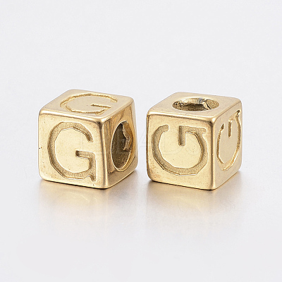 304 Stainless Steel Large Hole Letter European Beads STAS-H428-01G-G-1