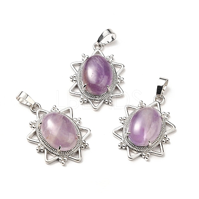 Natural Amethyst Pendants G-B033-03P-24-1