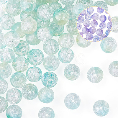 100Pcs Crackle Transparent Glass UV Reactive Beads GLAA-TA0004-28B-1