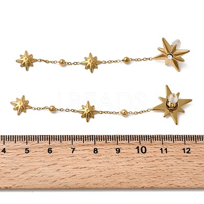 304 Stainless Steel Crystal Rhinestone Star Dangle Stud Earring LS-EJEW-G451-04G-1