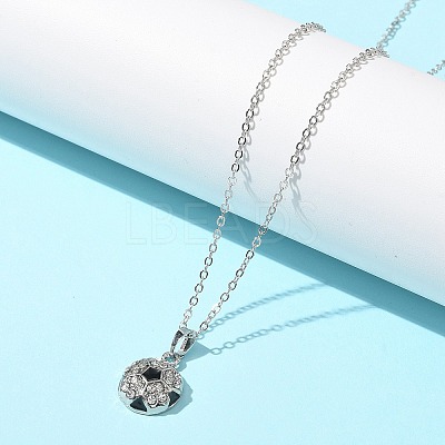 Zinc Alloy Crystal Rhinestone Sport Ball Pendant Cable Chain Necklaces NJEW-U024-01P-05-1