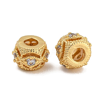 Rack Plating Brass Micro Pave Clear Cubic Zirconia Beads KK-U030-16G-1