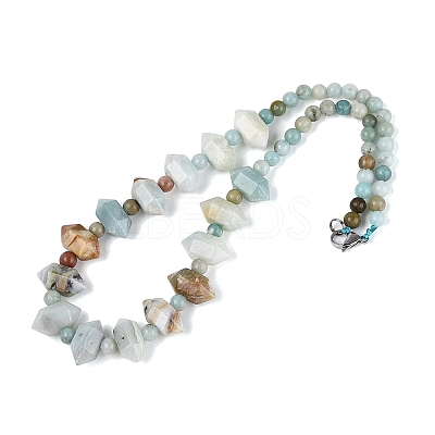Natural Flower Amazonite Round & Cone Beaded Necklaces NJEW-N064-03J-1