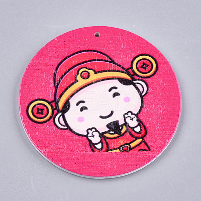 Printed Wooden Big Pendants WOOD-S048-63-1
