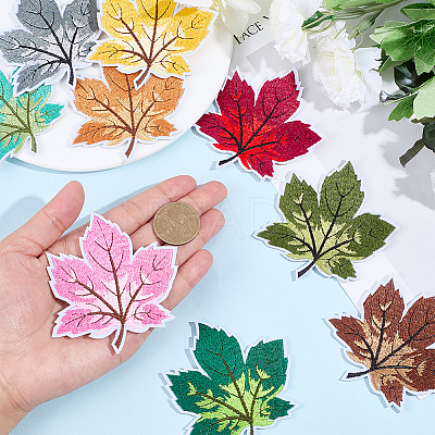 9Pcs Leaf Computerized Embroidery Cloth Iron on/Sew on Patches PATC-WH20006-007-1