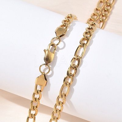6MM 304 Stainless Steel Figaro Chain Necklaces NJEW-G203-02G-1