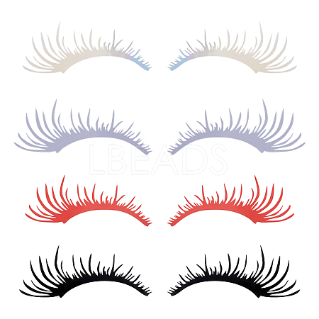SUPERFINDINGS 4 Pairs 4 Colors PET Eyelash Car Stickers STIC-FH0001-02-1