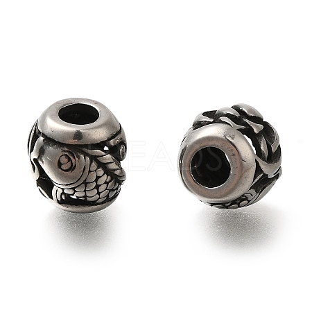 304 Stainless Steel European Beads STAS-D191-09E-AS-1