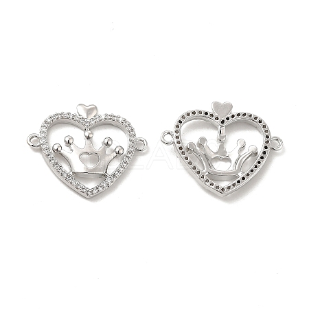 Brass Micro Pave Clear Cubic Zirconia Connector Charms KK-E068-VB044-1