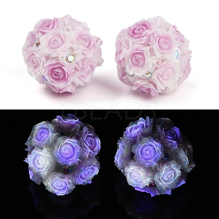 Acrylic Handmade Luminous Polymer Clay Rhinestone Beads CLAY-H003-07C-1