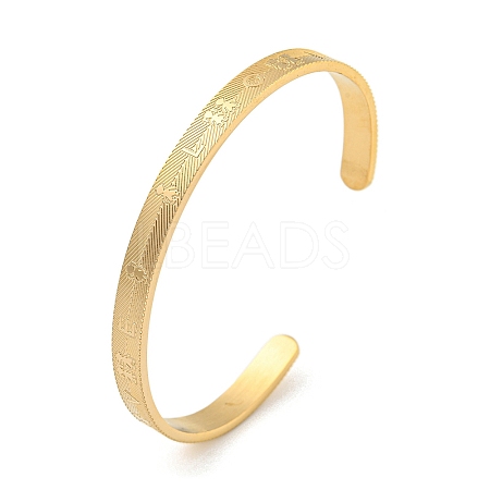 Boy Girl Stainless Steel Open Cuff Bangles for Women LS-BJEW-G708-01C-G-1