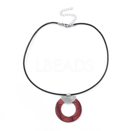 PU Leather Pendant Necklaces NJEW-JN02534-01-1