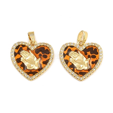 Brass Micro Pave Clear Cubic Zirconia Pendants CU-CBA415D-11G-02-1