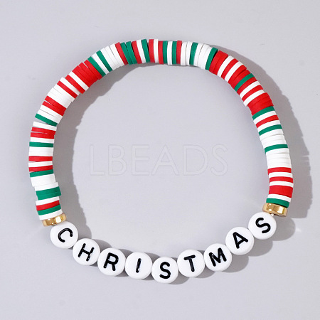 Christmas Rudolph Resin & Acrylic Beaded Stretch Bracelets WK2852-6-1