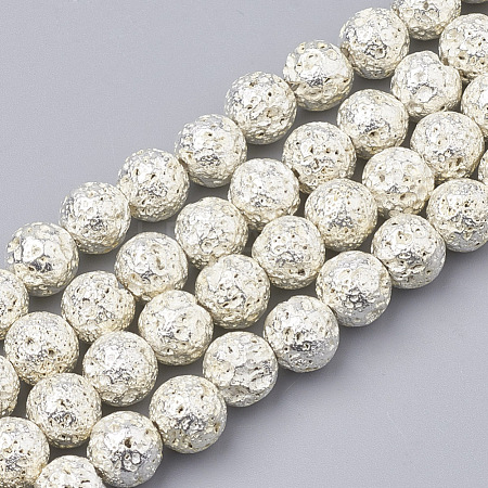 (Holiday Stock-Up Sale)Electroplated Natural Lava Rock Beads Strands G-T098-01A-14-1