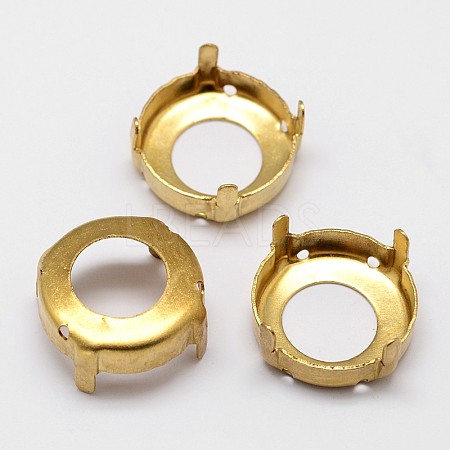 Flat Round Brass Sew on Prong Settings X-KK-N0084-13G-12mm-1