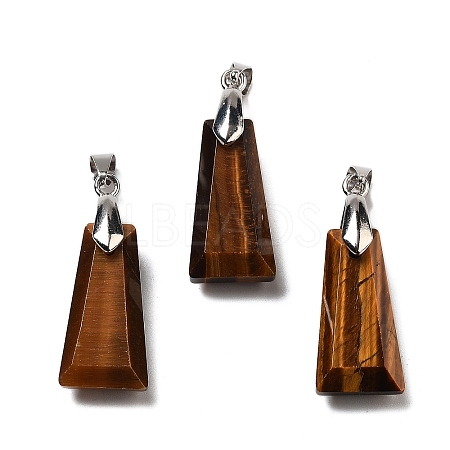 Natural Tiger Eye Faceted Pendants G-F774-02E-1