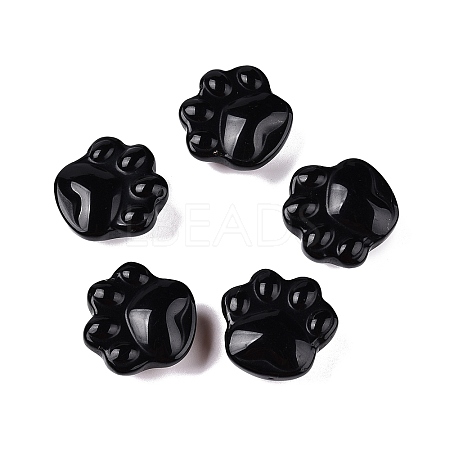 Natural Obsidian Cat Paw Print Figurines DJEW-N003-03A-1