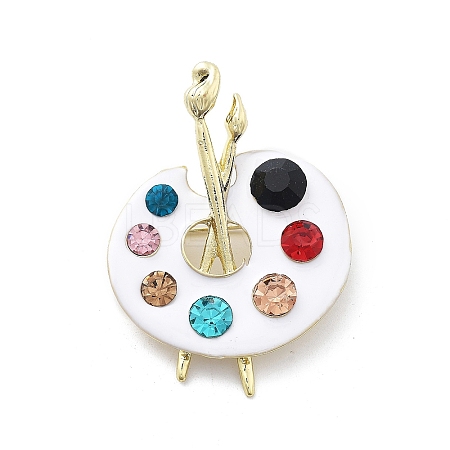 Palette Alloy Colorful Rhinestone Brooches JEWB-C037-22G-1